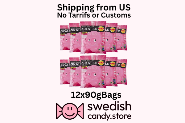 BUBS Raspberry/Cool Hallonskalle skum 90gx12 Swedish Candy