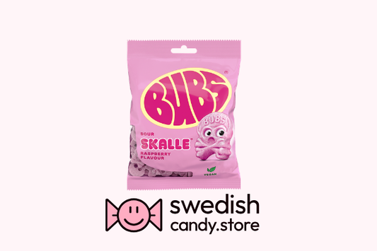 BUBS Raspberry/Cool Hallonskalle skum 90gx12 Swedish Candy